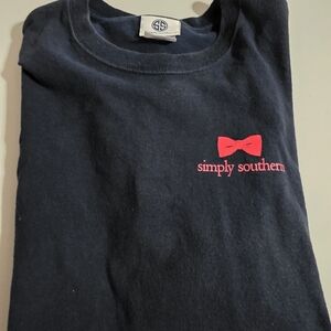 Simply Southern Kids Navy T-Shirt with Red Bow